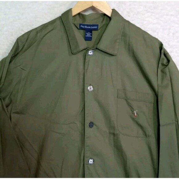Polo Ralph Lauren Sleep Shirt Pajama Top Mens  M Long Sleeve Sleepwear Button Up - Picture 3 of 10